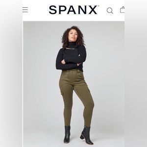 NWOT Spanx Stretch Twill Ankle Cargo Pant in Darkened Olive